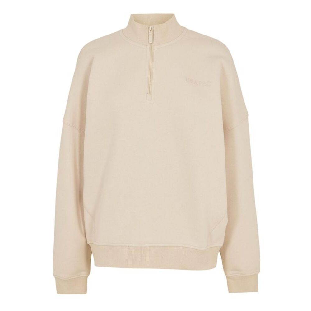 USA Pro Womens/Ladies Quarter Zip Sweatshirt / Cream